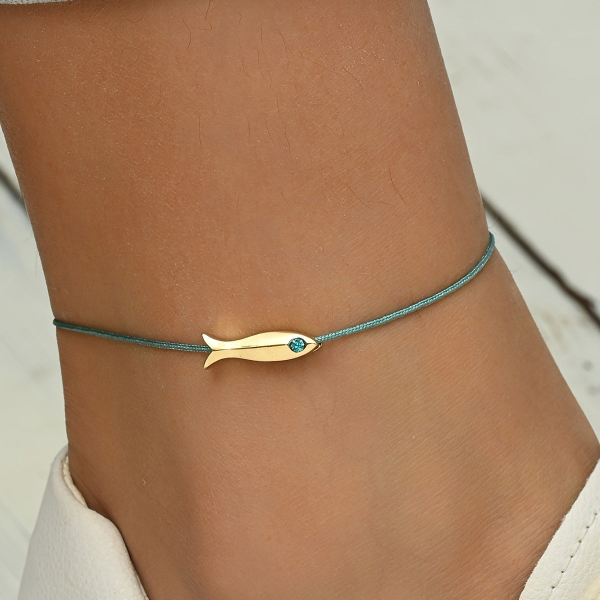Teal Cord Fish Anklet