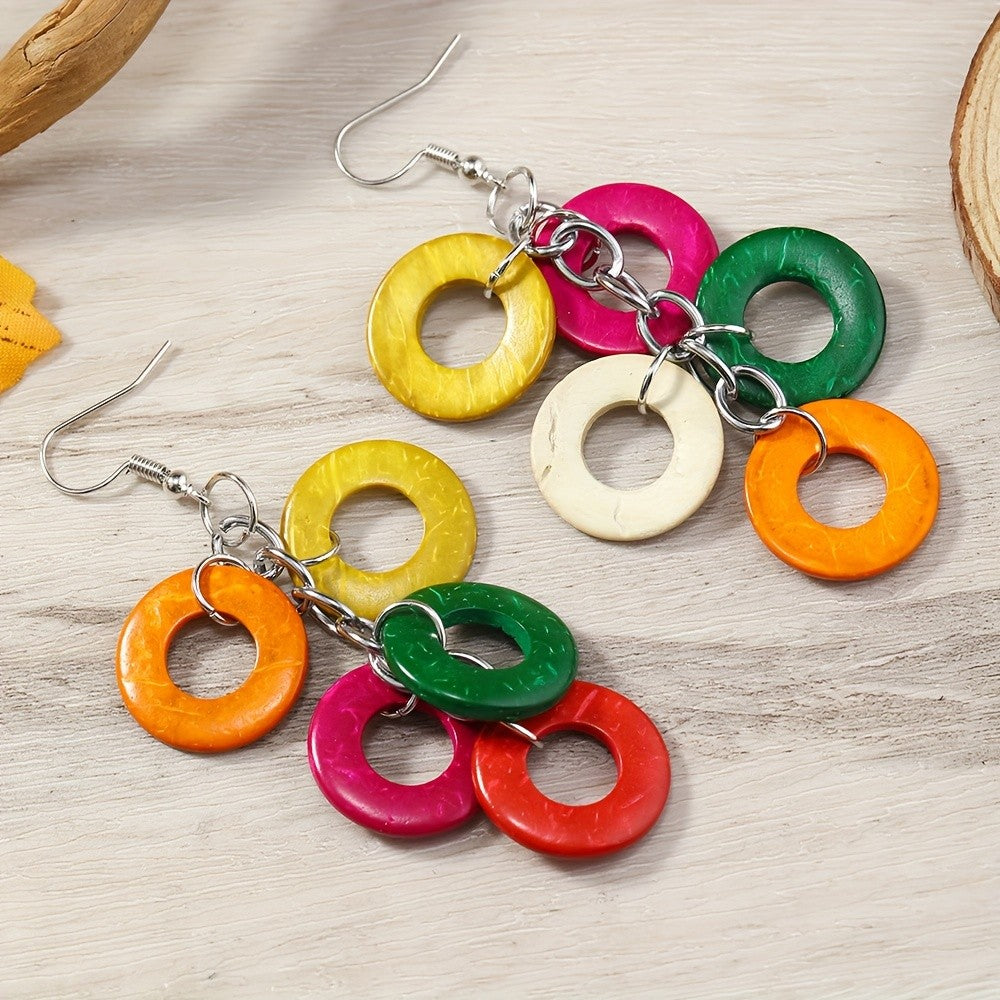 Colorful Wooden Link Earrings