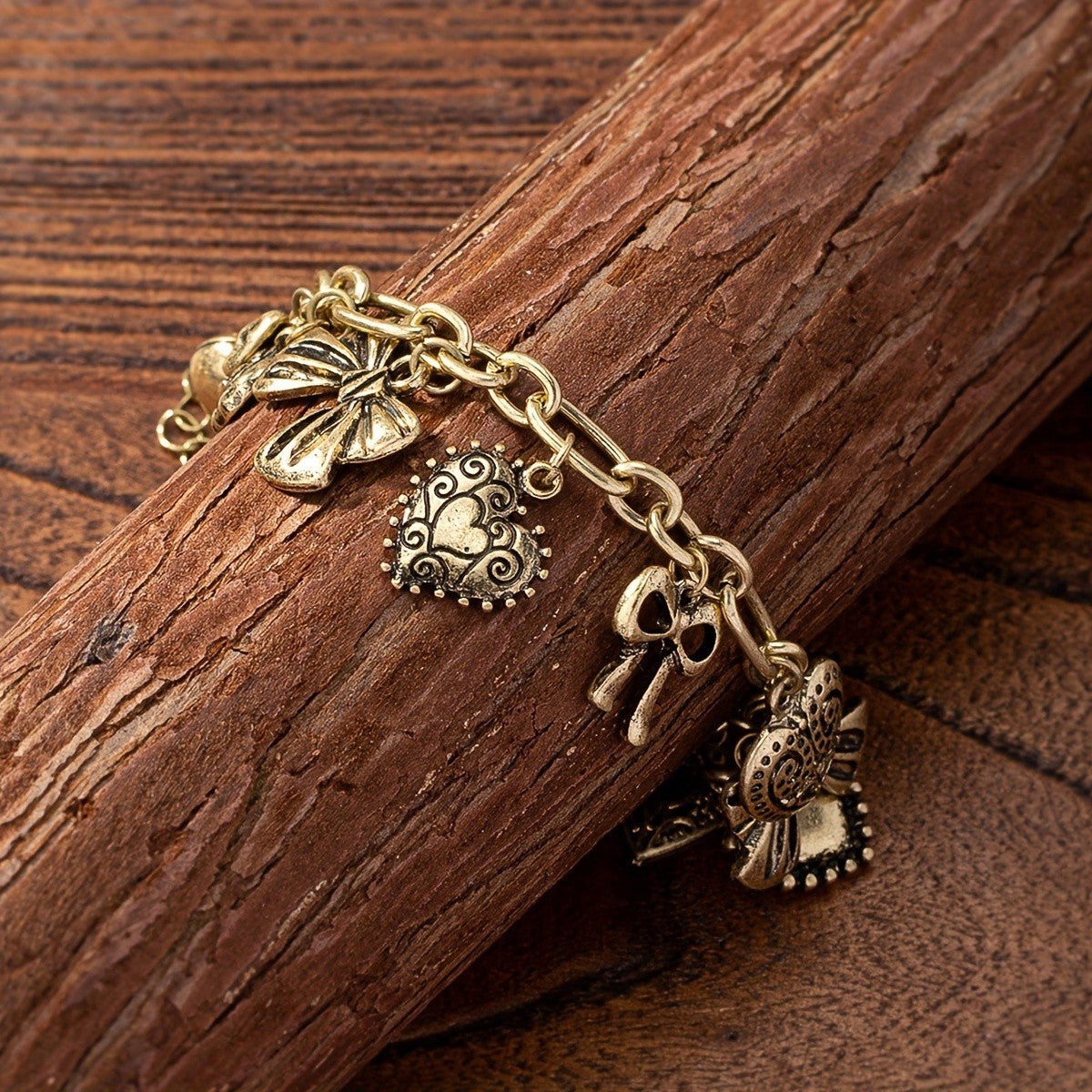 Vintage Bow & Heart Locket Bracelet