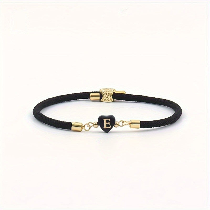 Black Initial Heart Bracelet