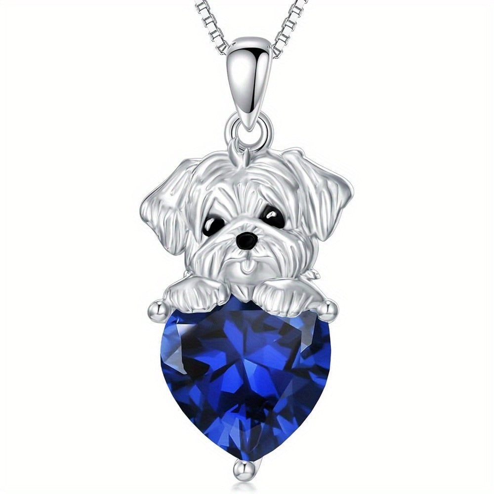 Puppy Dog Heart Crystal Necklace