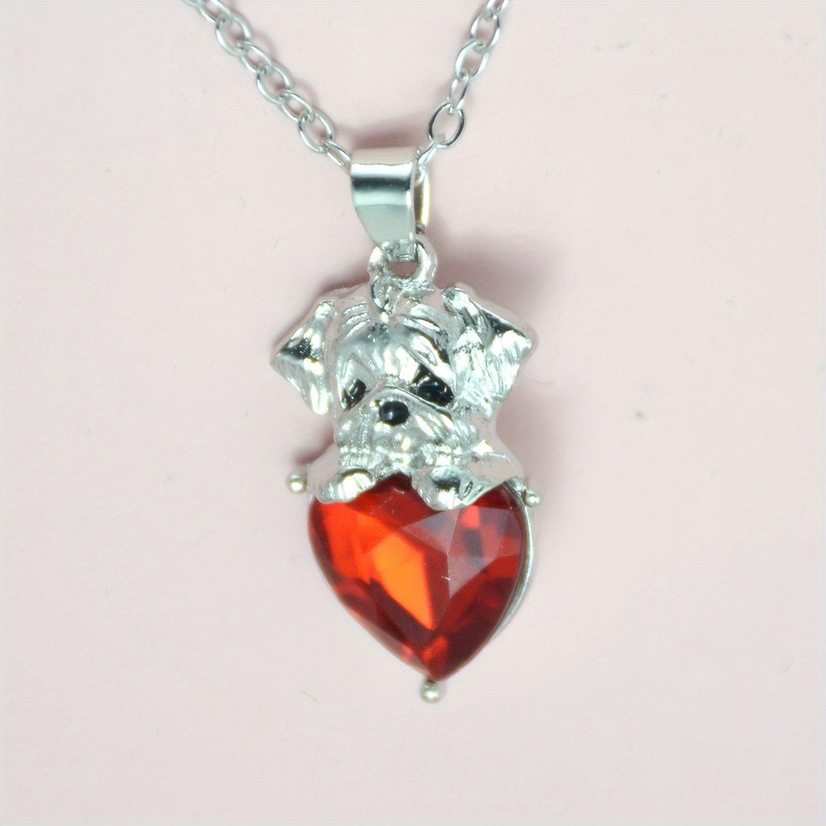 Puppy Dog Heart Crystal Necklace