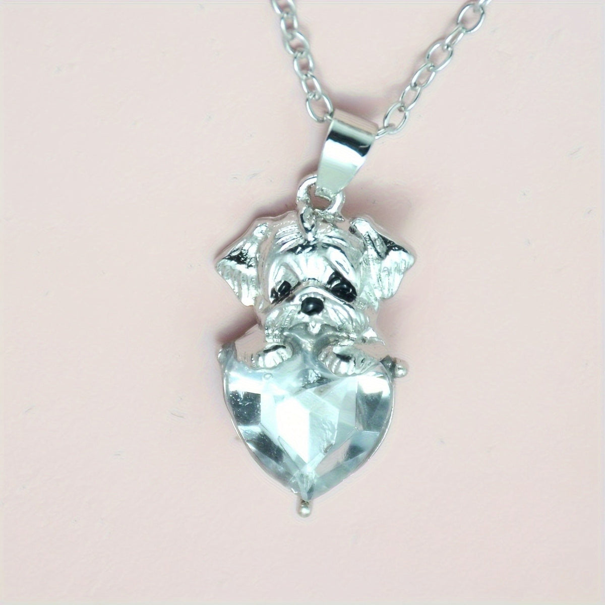 Puppy Dog Heart Crystal Necklace