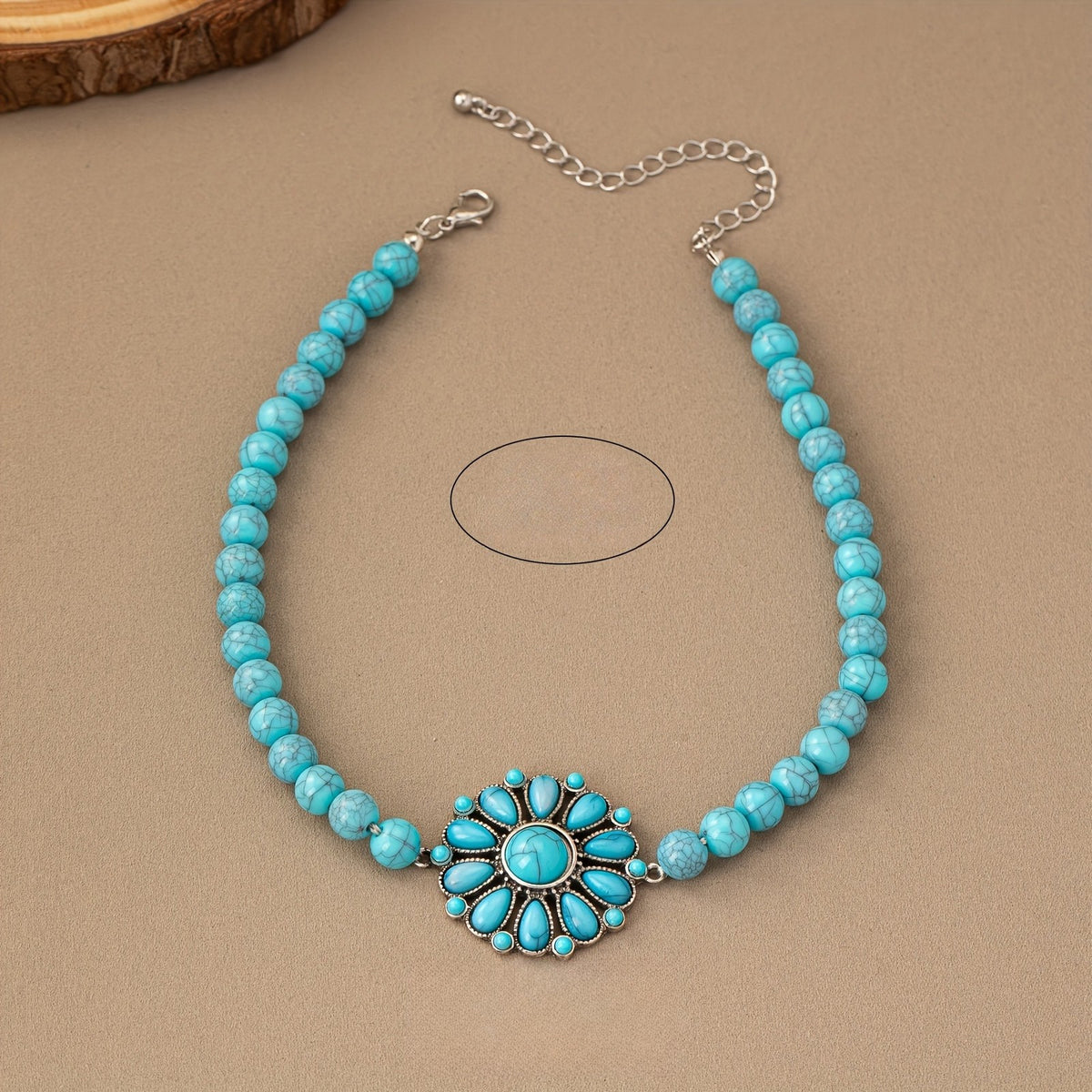 Turquoise Flower Medallion Necklace