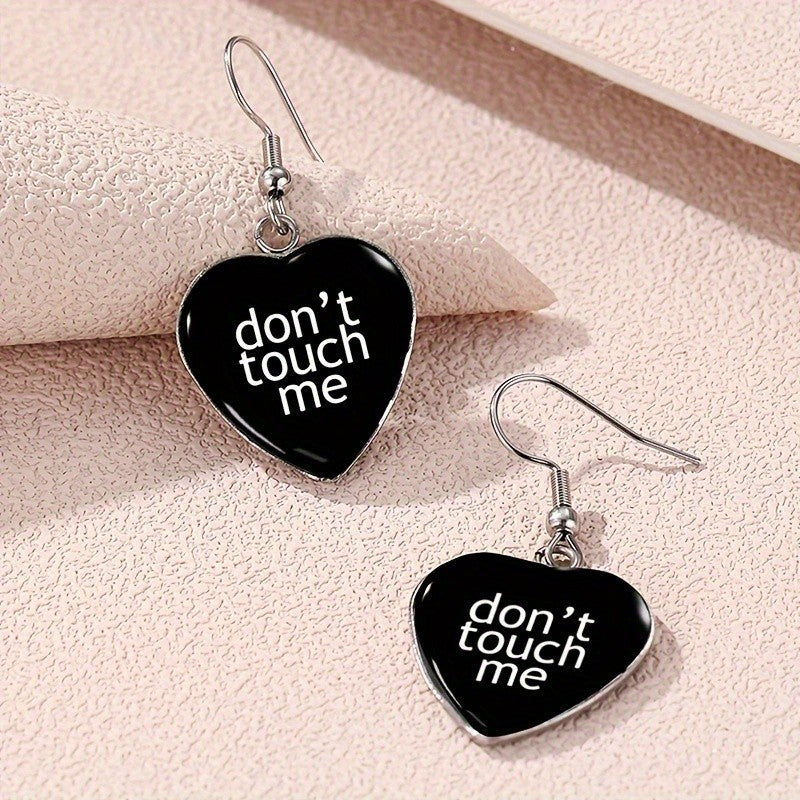 Black Heart "Don't Touch Me" Earrings