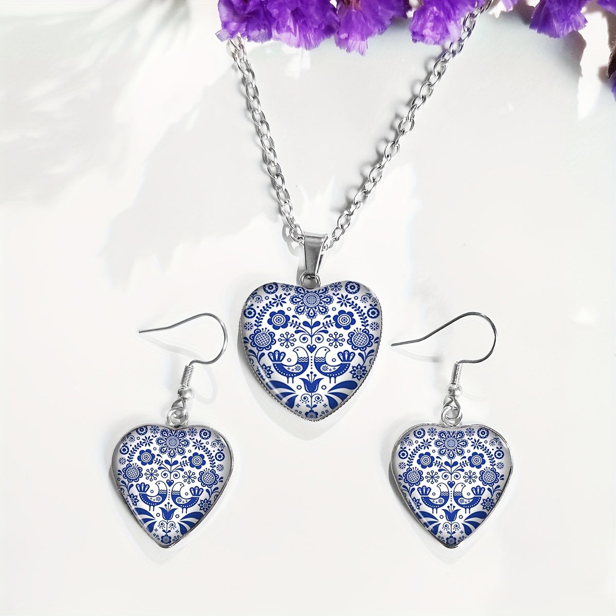 Bird & Floral Heart Jewelry Set
