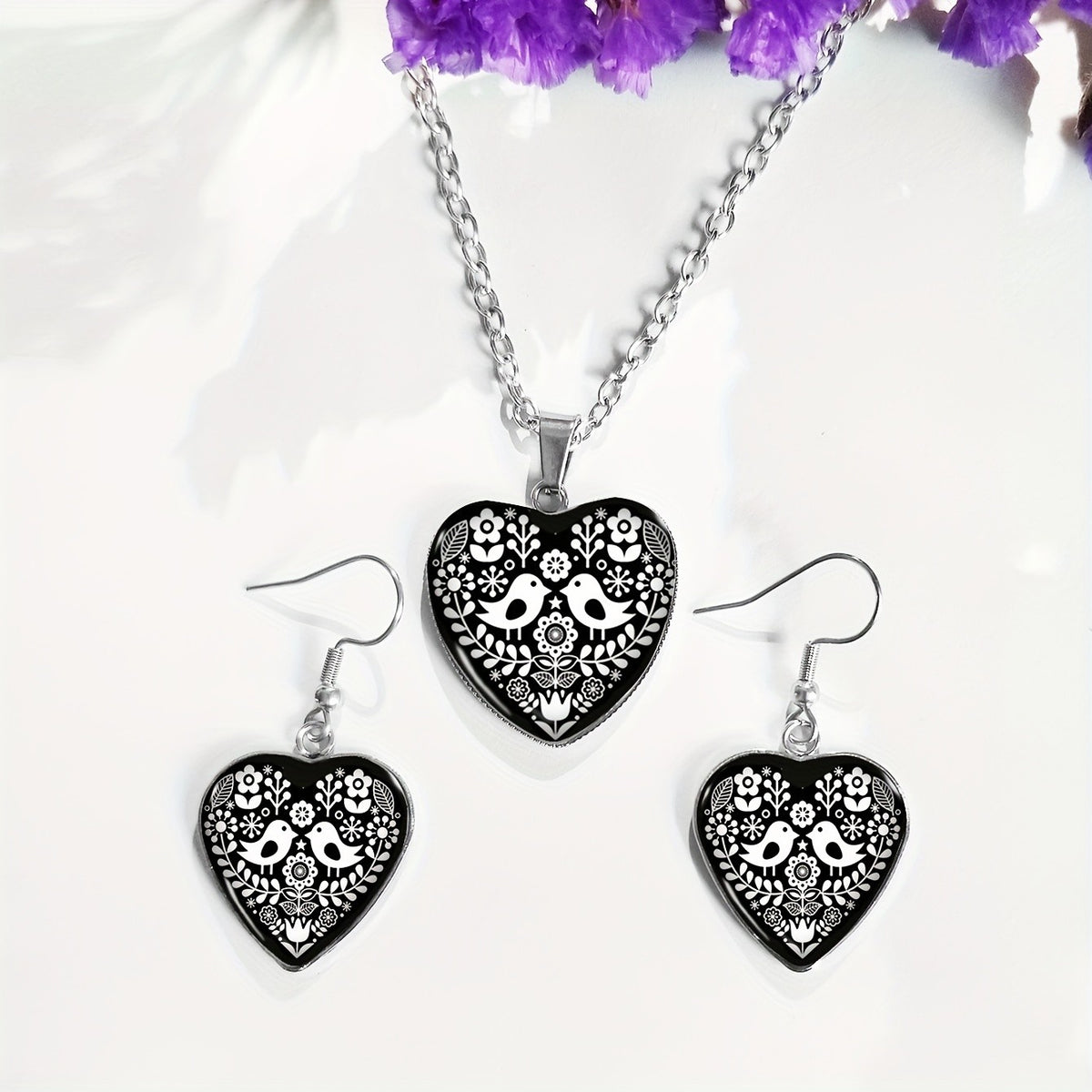 Bird & Floral Heart Jewelry Set