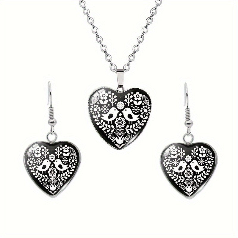 Bird & Floral Heart Jewelry Set