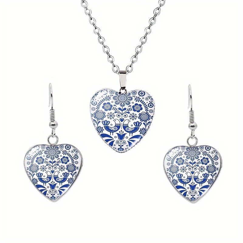 Bird & Floral Heart Jewelry Set