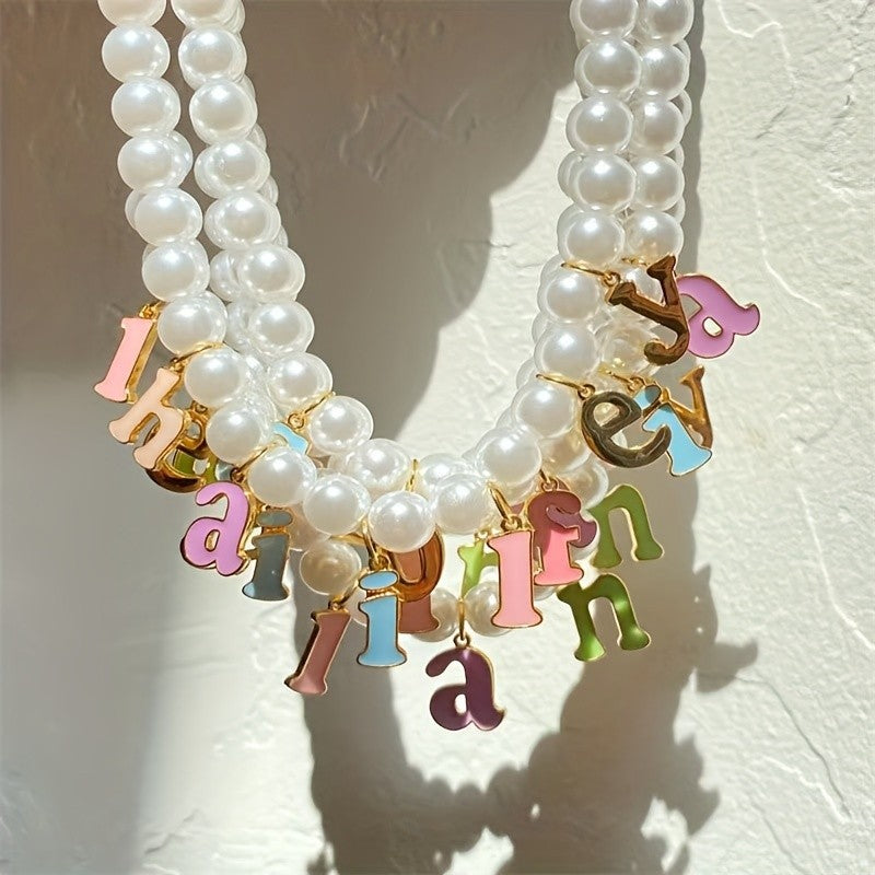 Colorful Alphabet Pearl Necklace