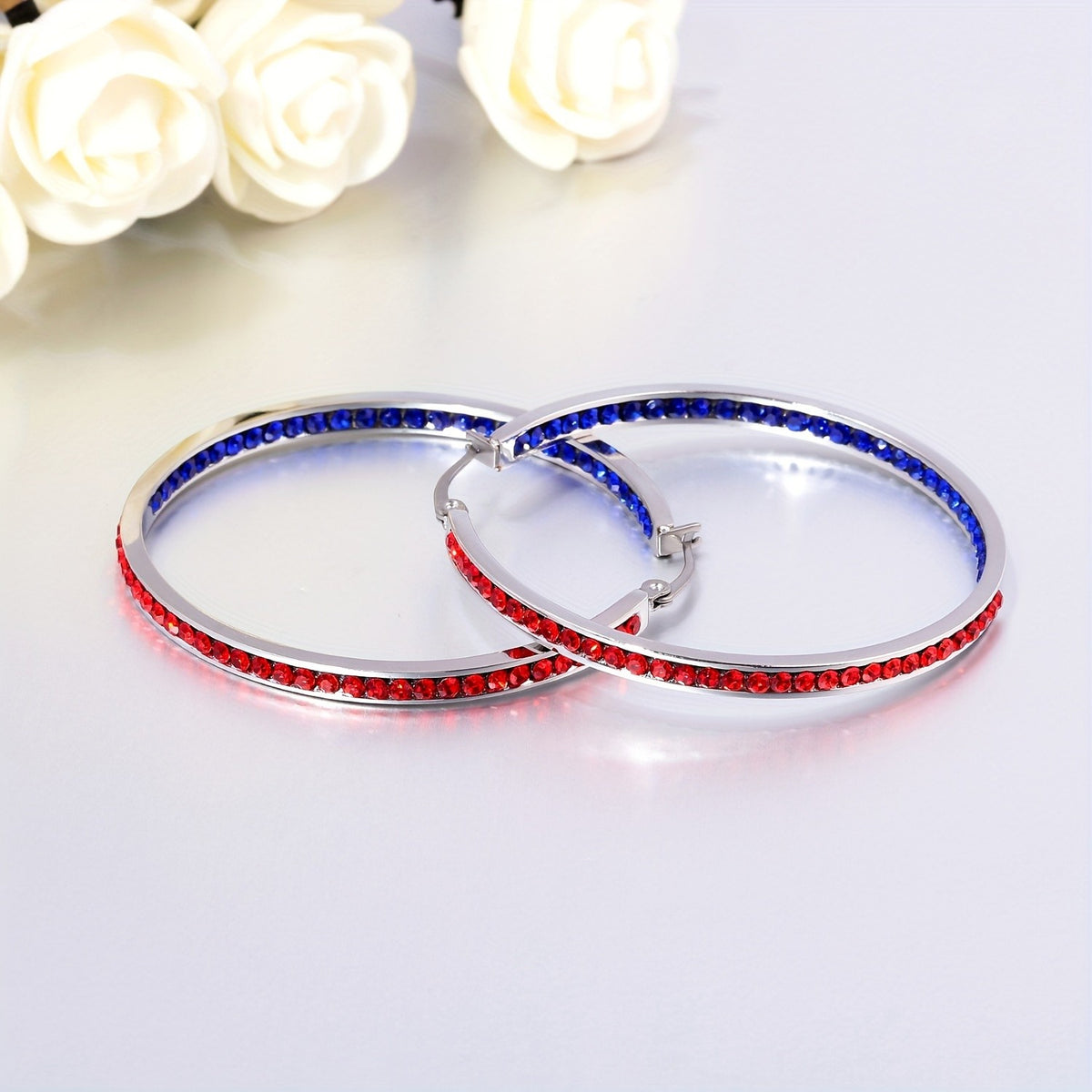 Turquoise Pave Hoop Earrings