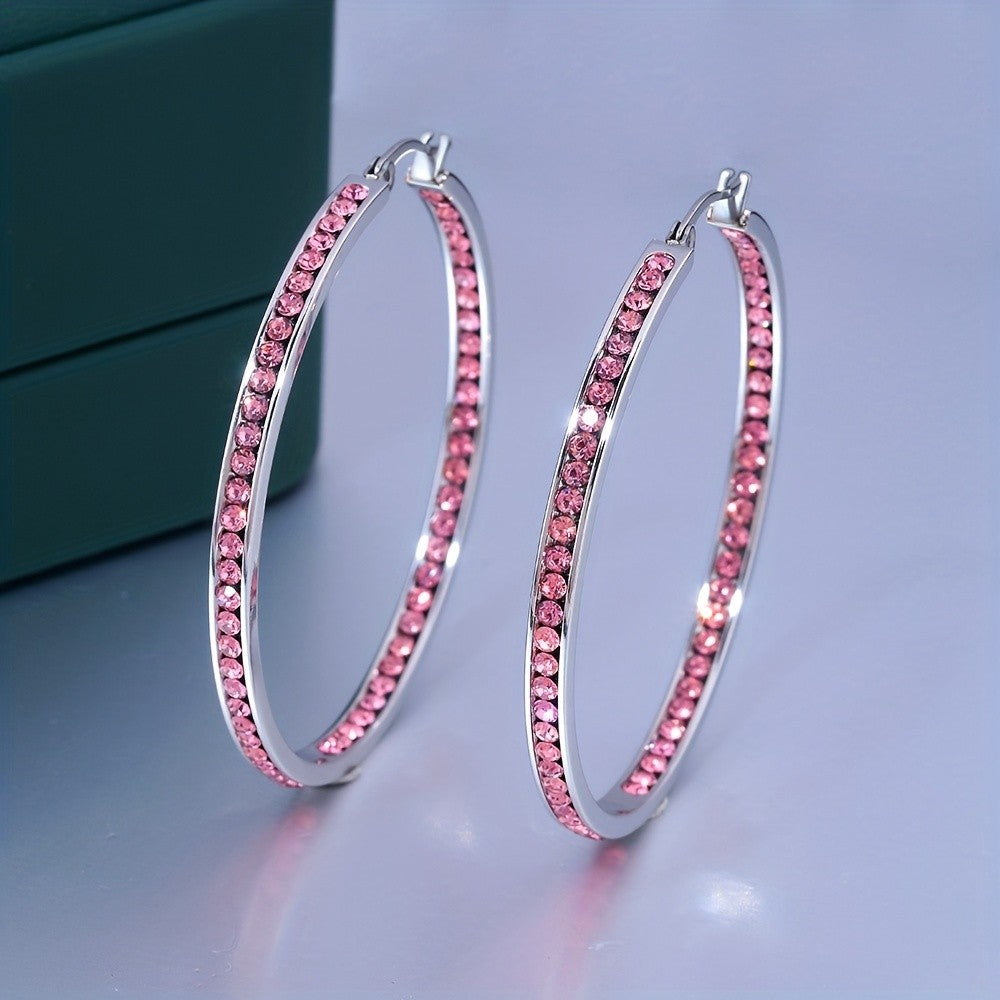 Turquoise Pave Hoop Earrings