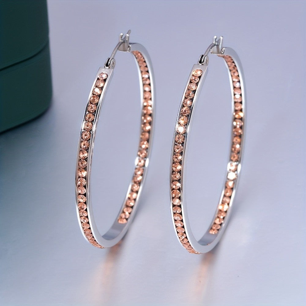 Turquoise Pave Hoop Earrings