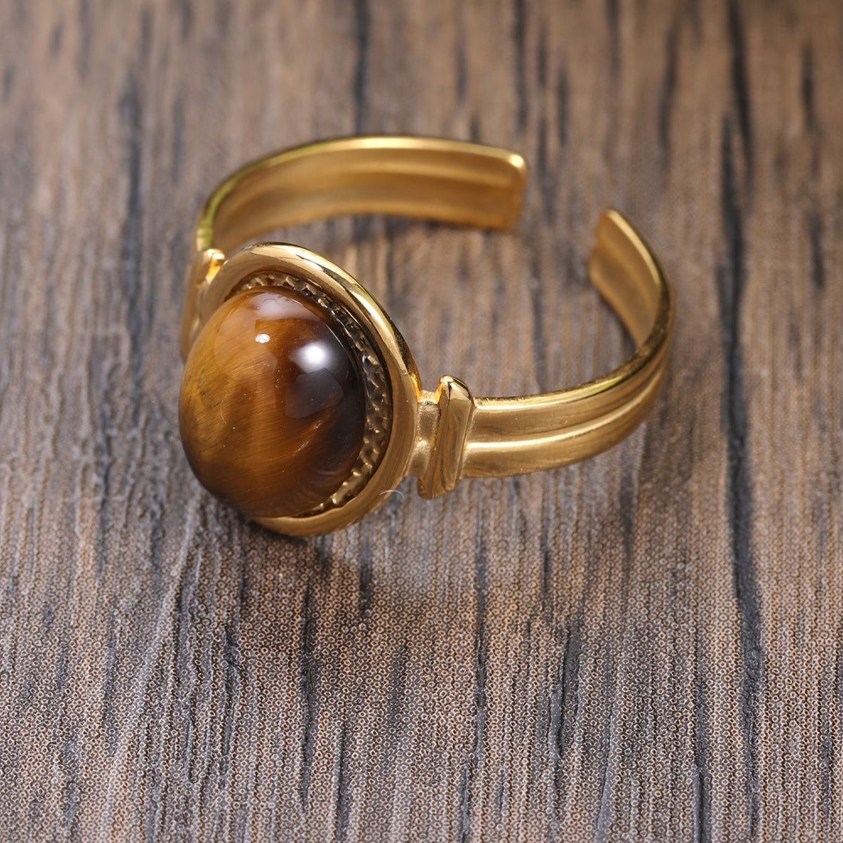 Tiger Eye Open Ring