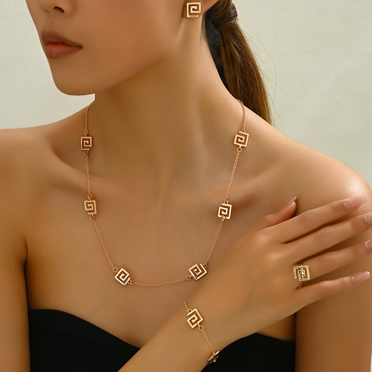 Geometric Square Jewelry Set