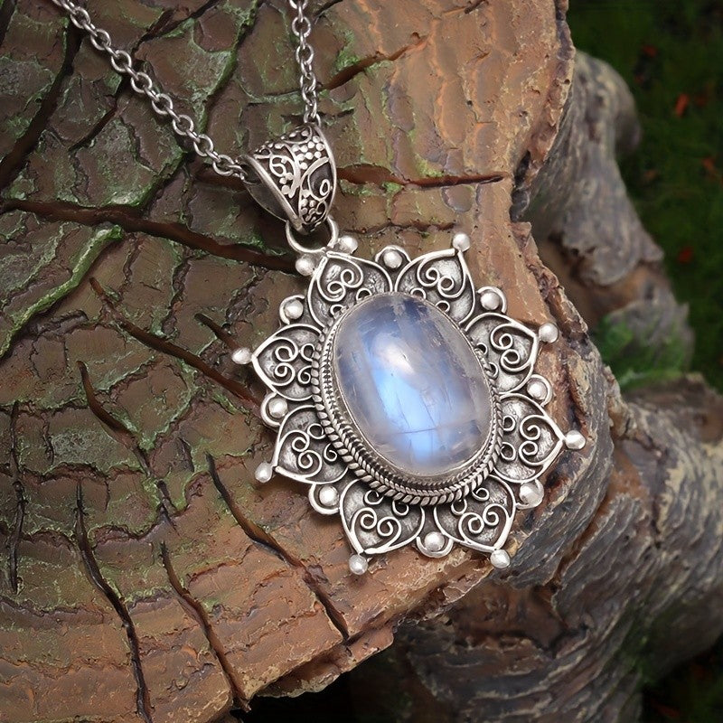 Moonstone Mandala Pendant Necklace