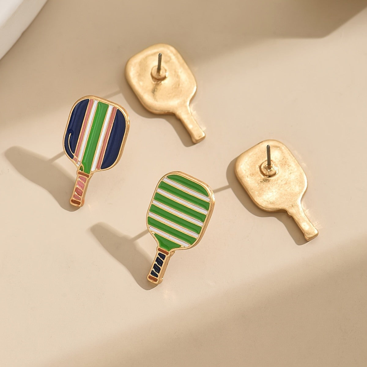 Striped Paddle Stud Earrings