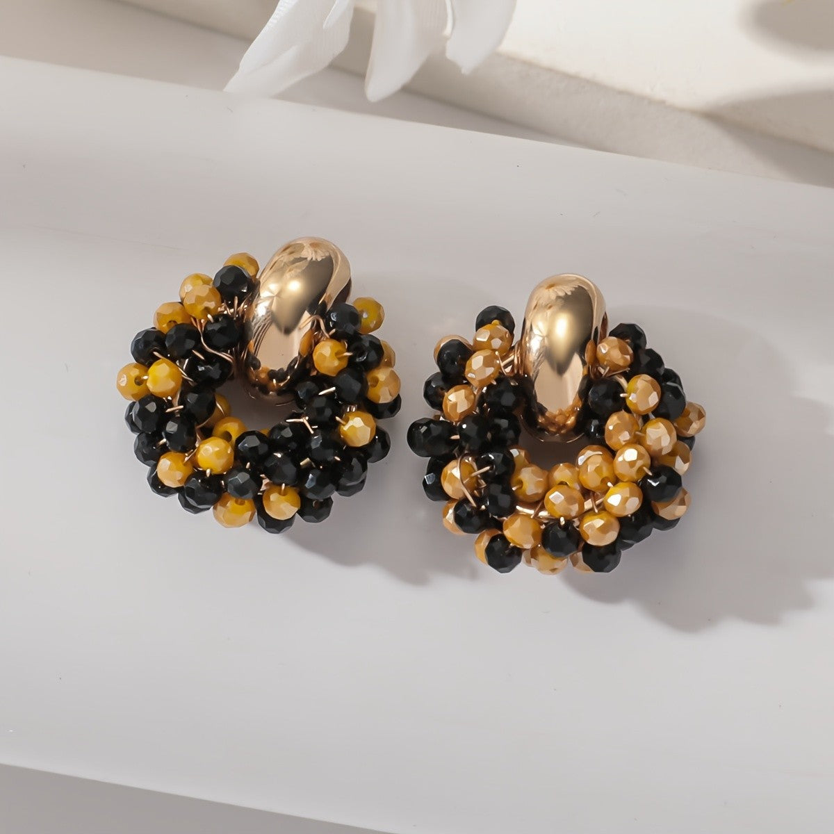 Colorful Beaded Hoop Earrings