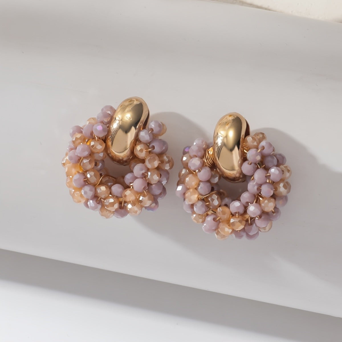 Colorful Beaded Hoop Earrings