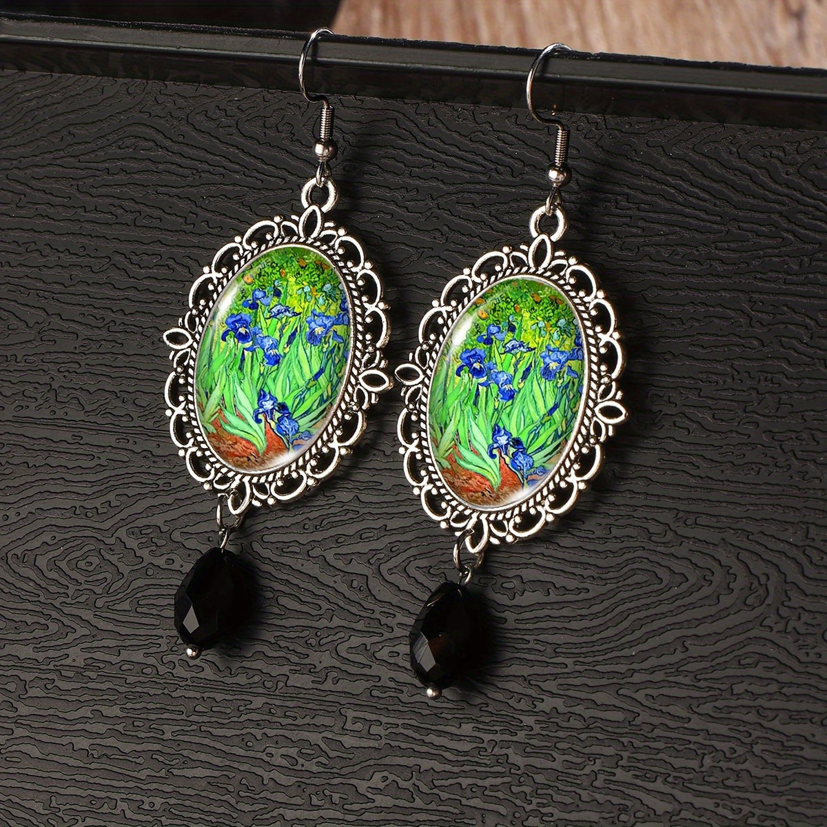 Swirling Night Sky Oval Earrings