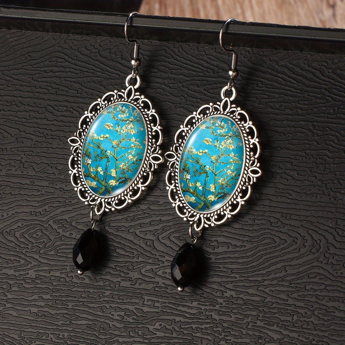 Swirling Night Sky Oval Earrings