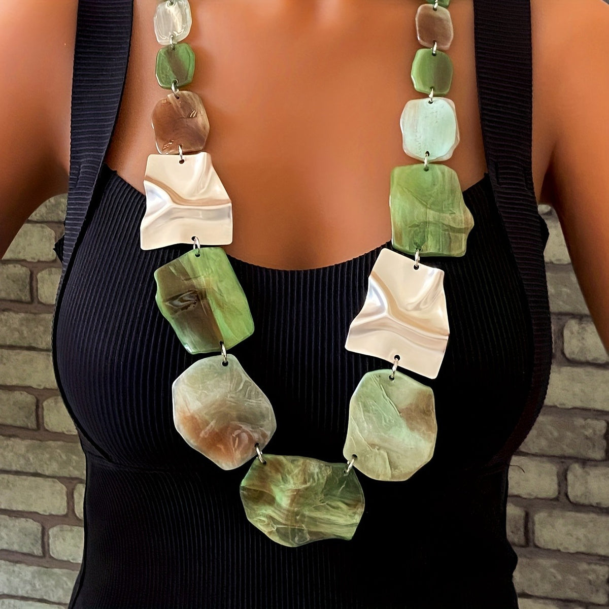 Green Geometric Acrylic Necklace
