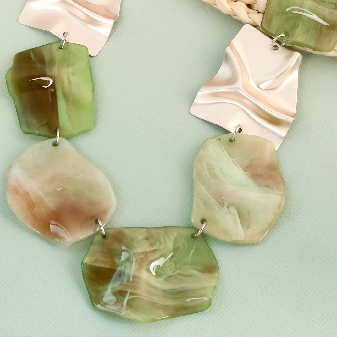 Green Geometric Acrylic Necklace