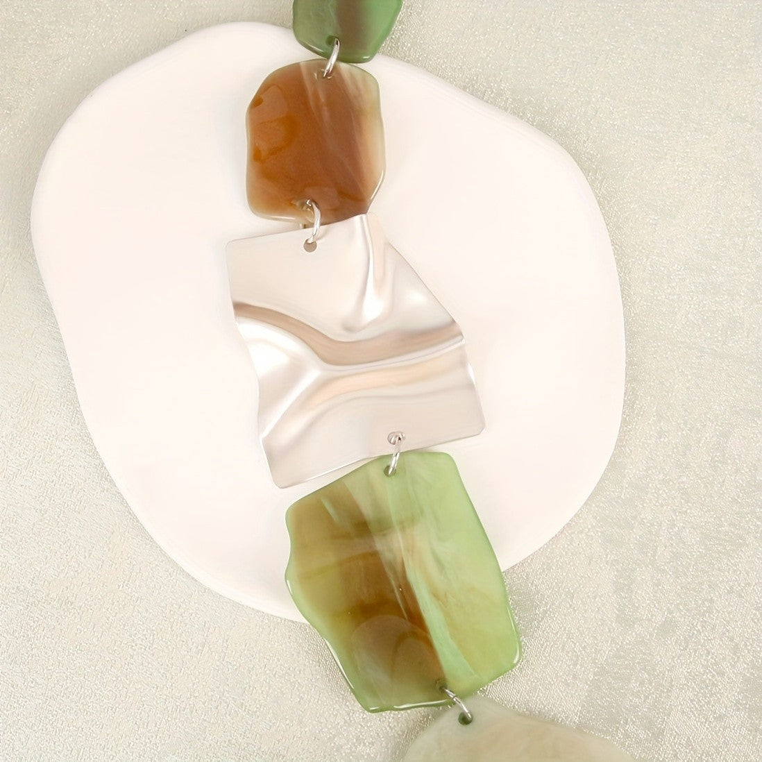 Green Geometric Acrylic Necklace