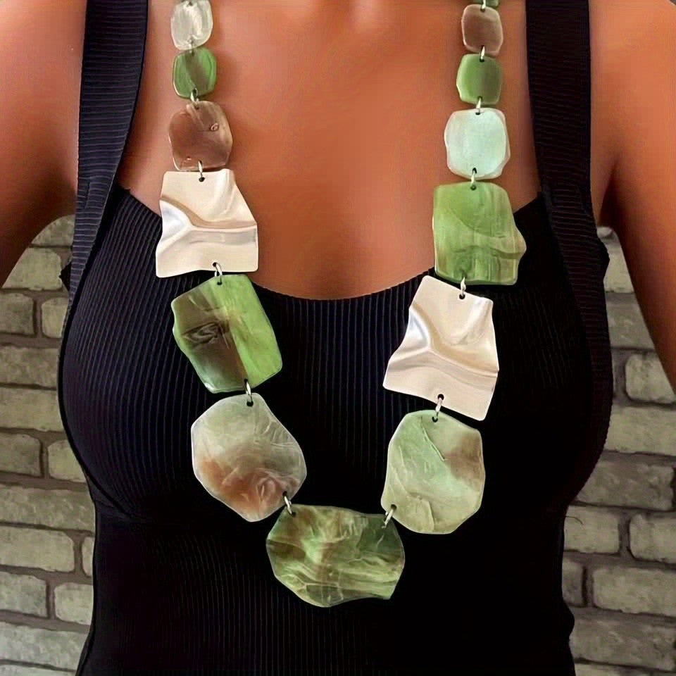 Green Geometric Acrylic Necklace