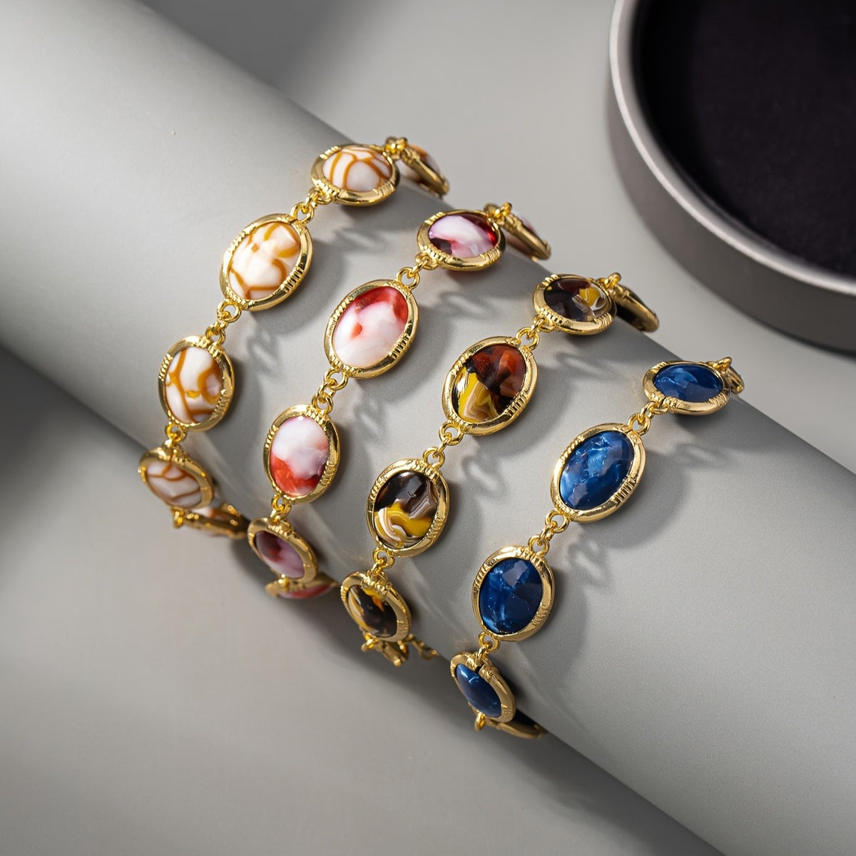 Marbled Resin Oval Link Bracelet