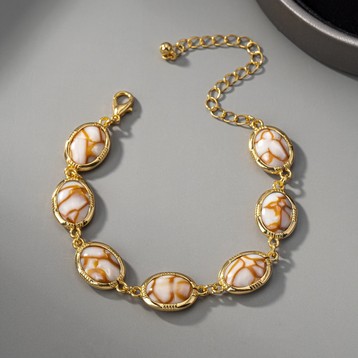 Marbled Resin Oval Link Bracelet