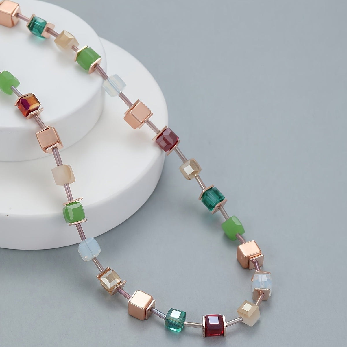 Multicolor Square Glass Necklace