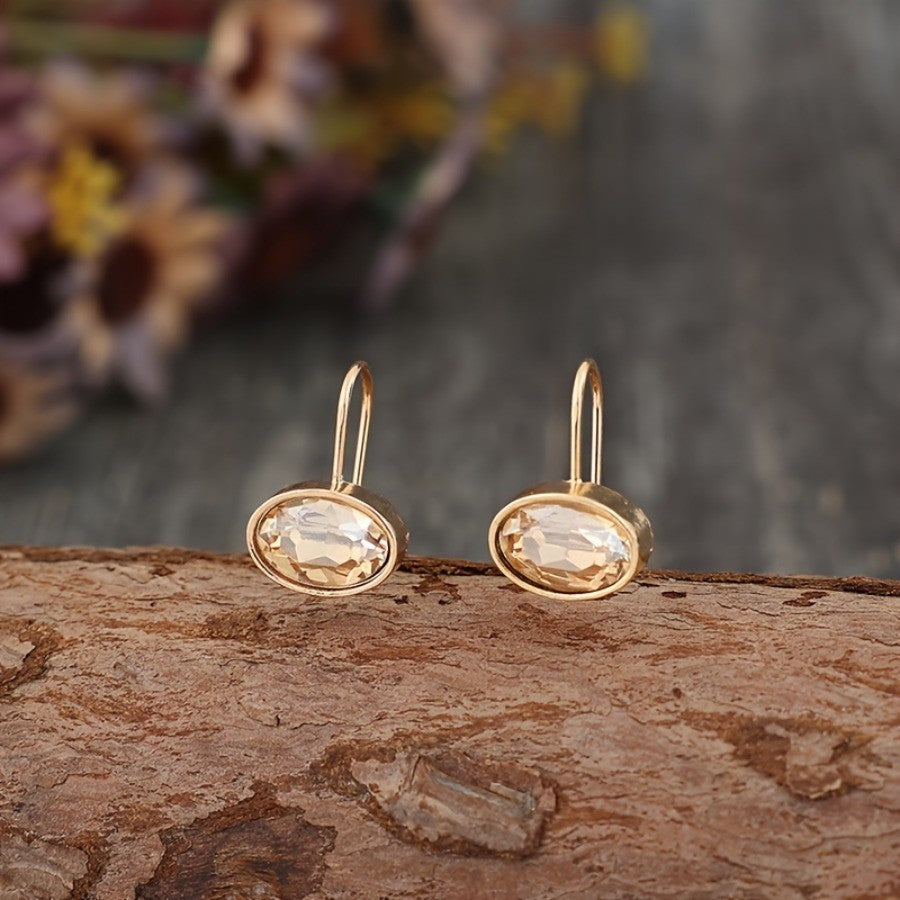 Oval Glass Drop Earrings