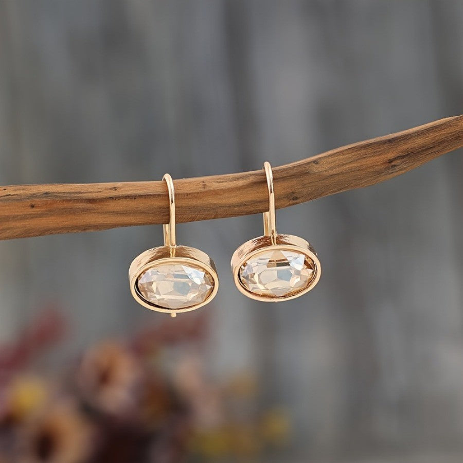 Oval Glass Drop Earrings