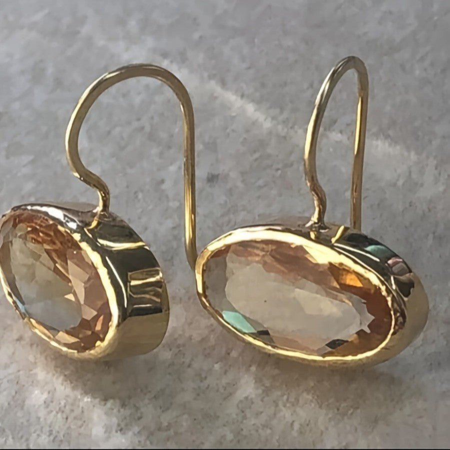 Oval Glass Drop Earrings