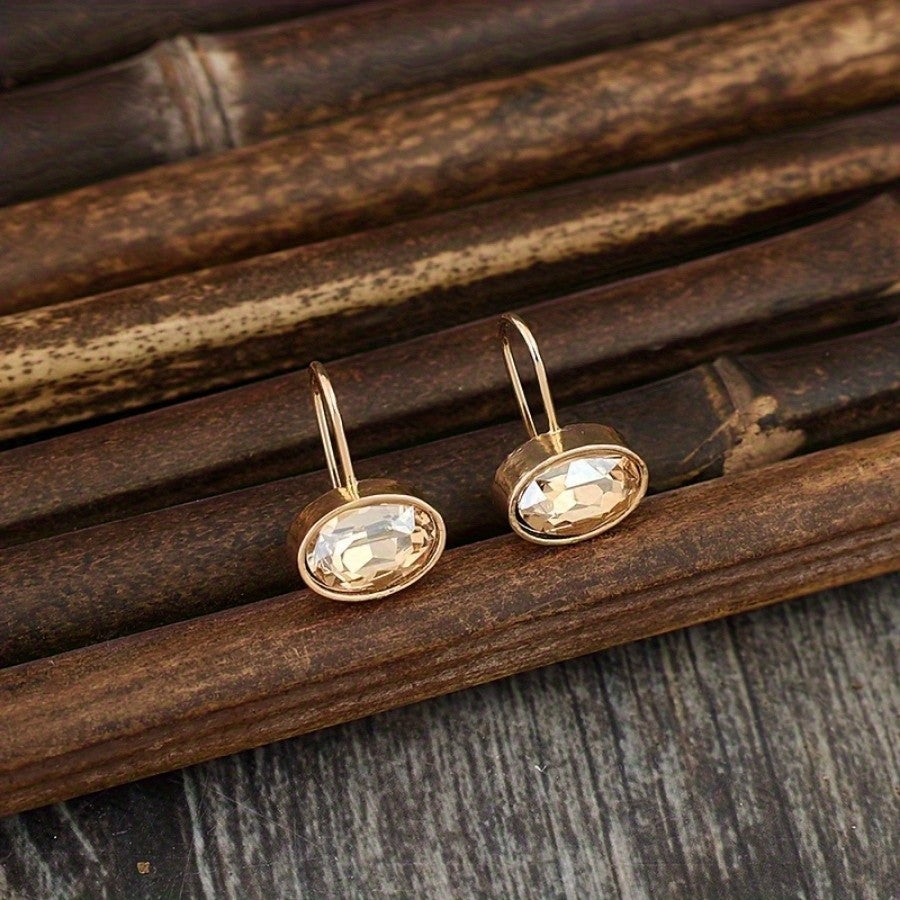 Oval Glass Drop Earrings