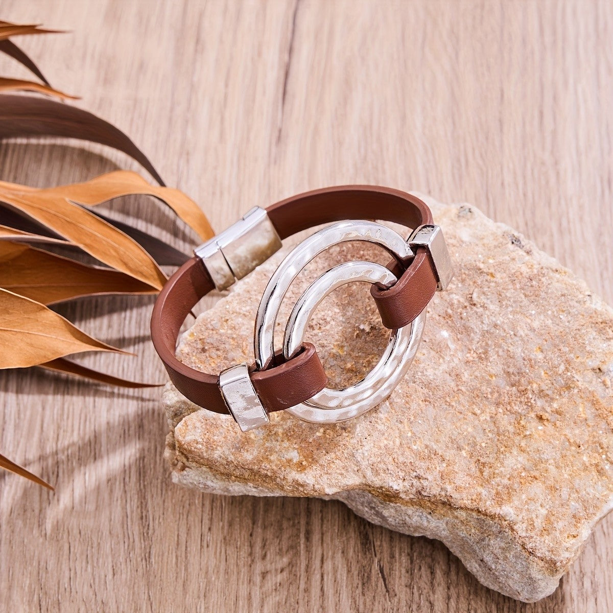 Double Hoop Leather Bracelet