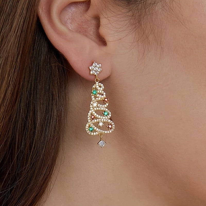 Crystal Christmas Tree Earrings