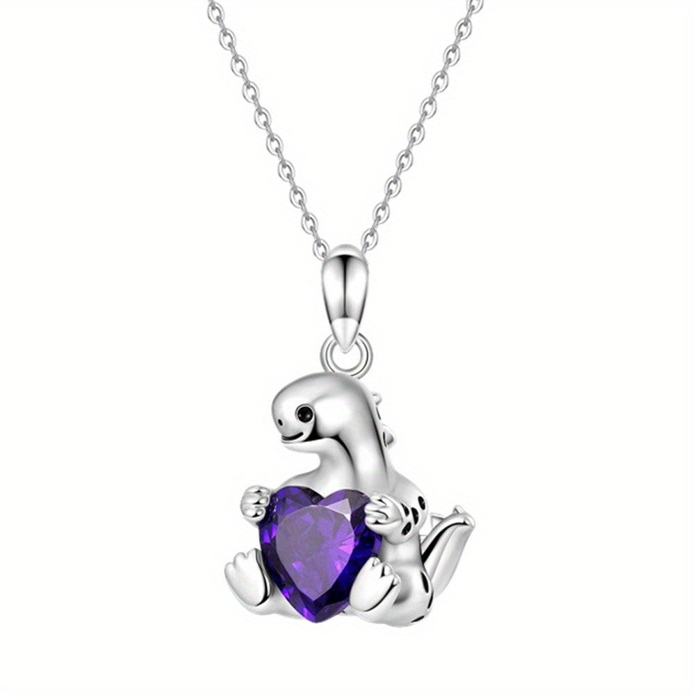 Purple Heart Dinosaur Necklace