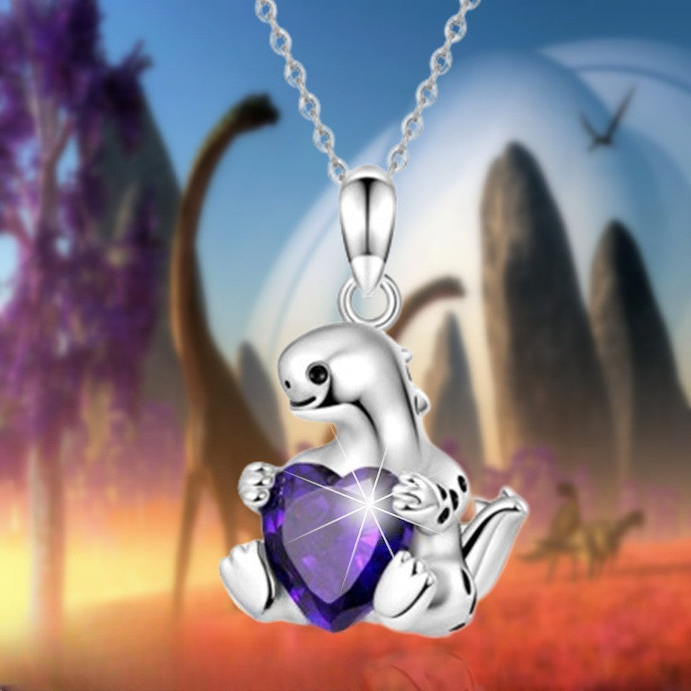 Purple Heart Dinosaur Necklace