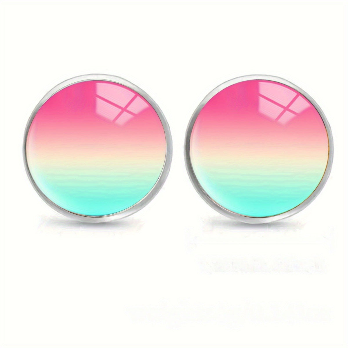 Pink & Teal Gradient Stud Earrings