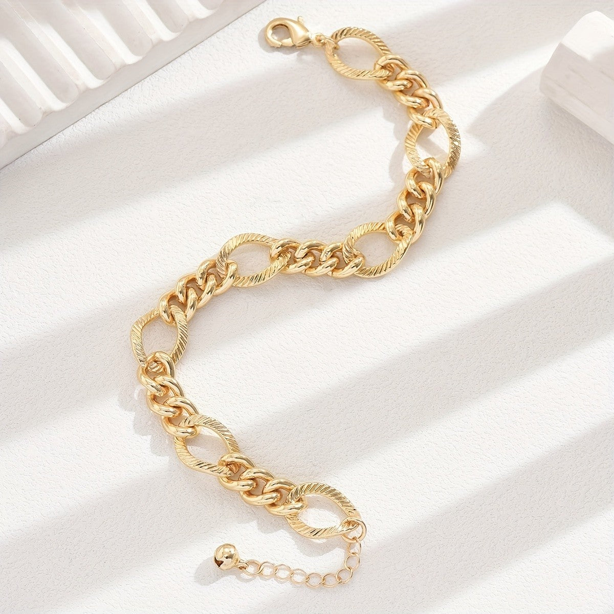 Textured Oval Link Anklet