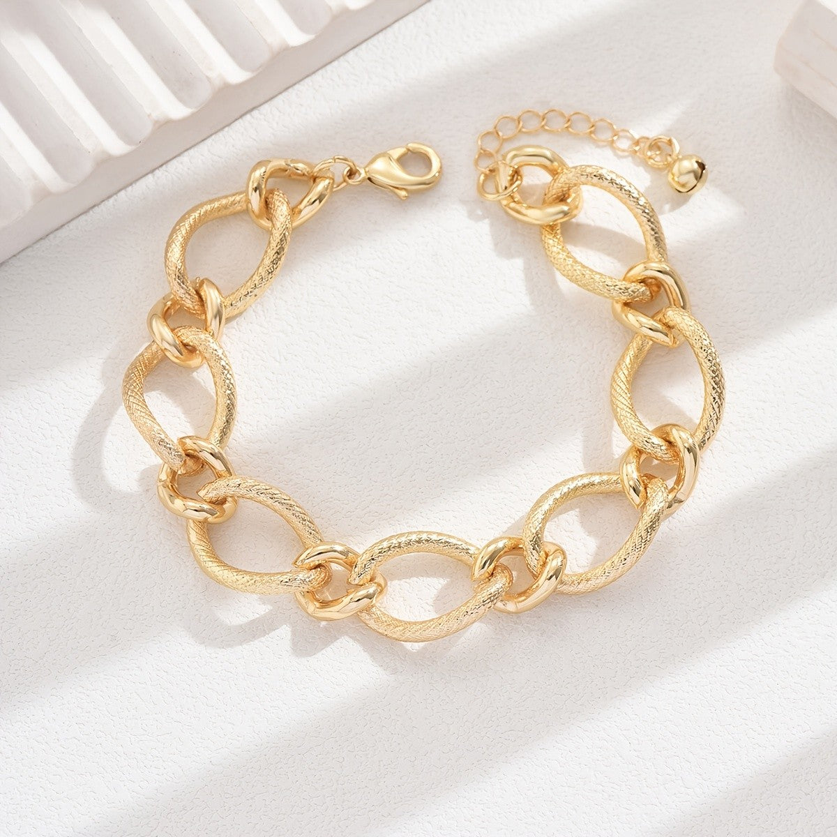 Textured Oval Link Anklet
