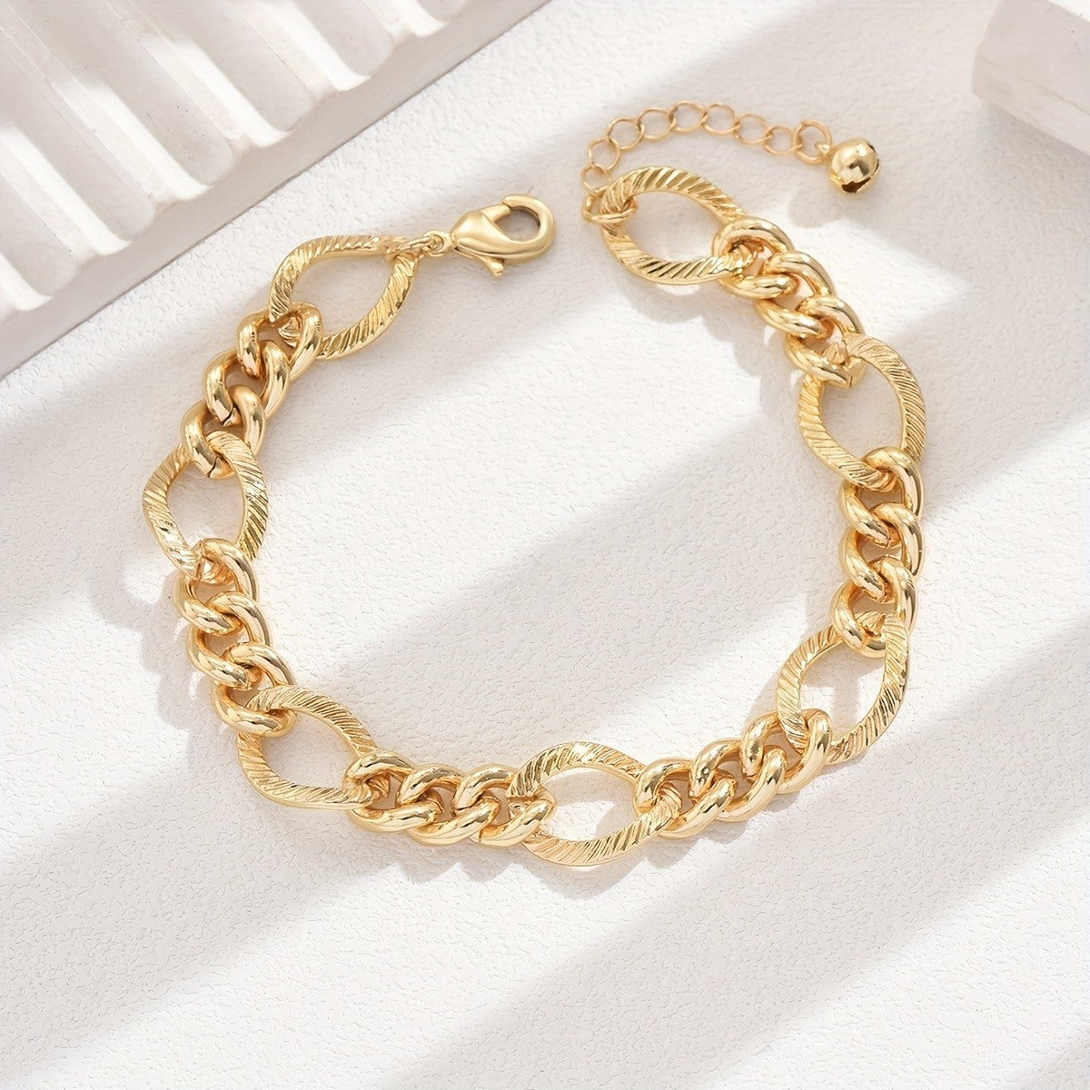 Textured Oval Link Anklet