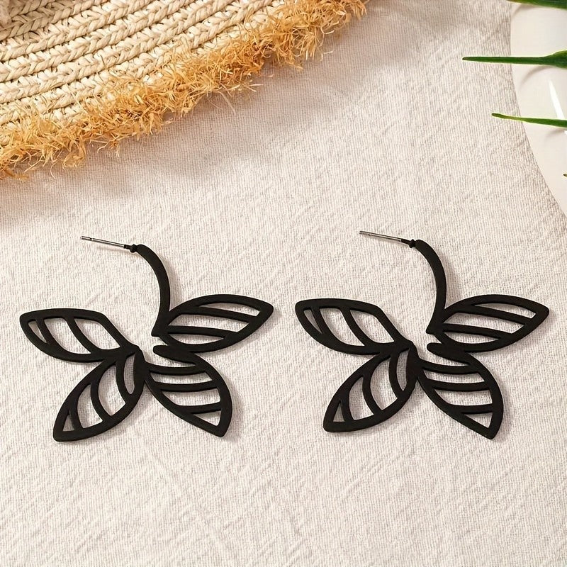 Gold-Tone Leaf Drop Earrings