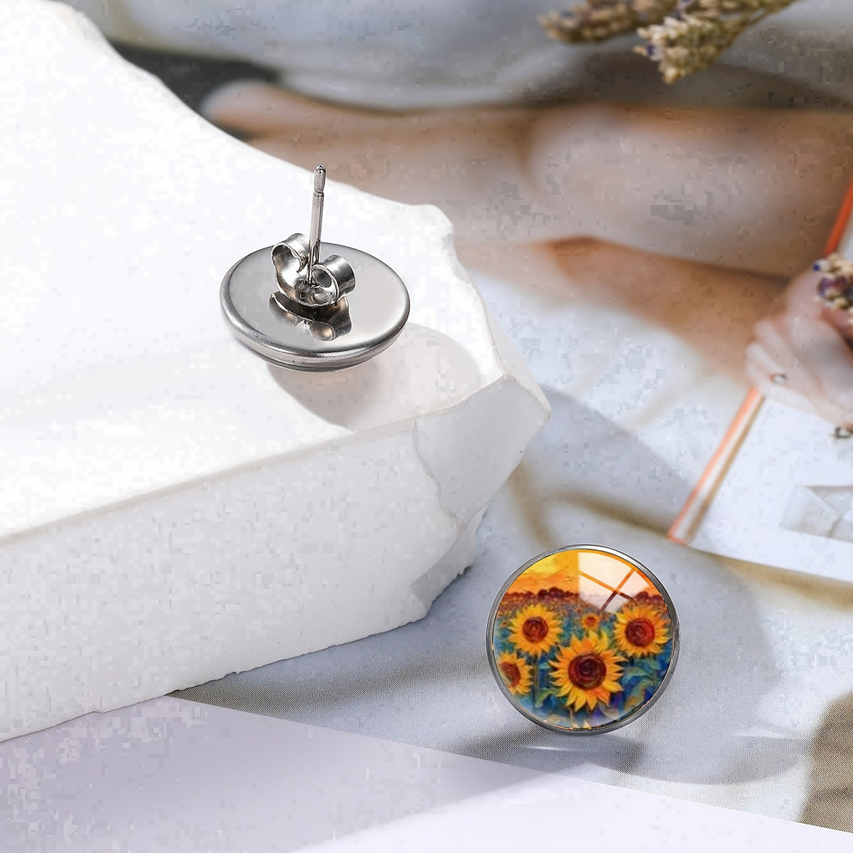 Sunflower Sunset Stud Earrings