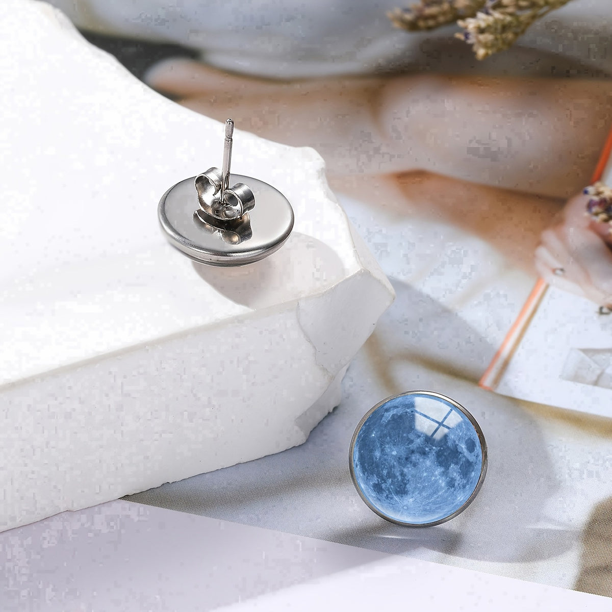 Blue Moon Stud Earrings