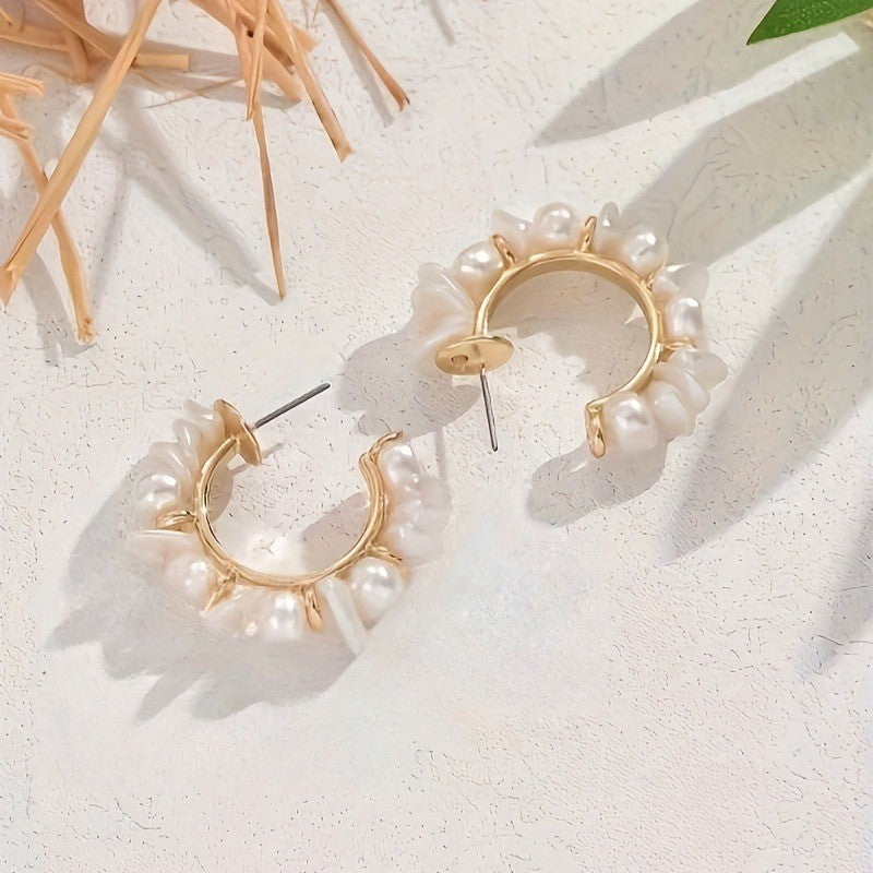 Baroque Pearl Wrapped Hoop Earrings