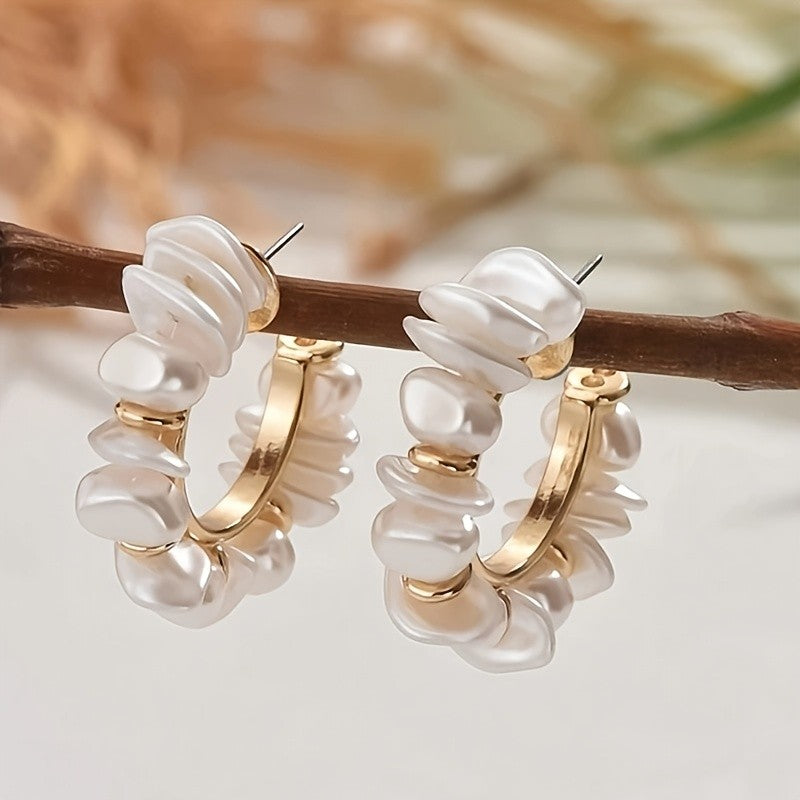 Baroque Pearl Wrapped Hoop Earrings