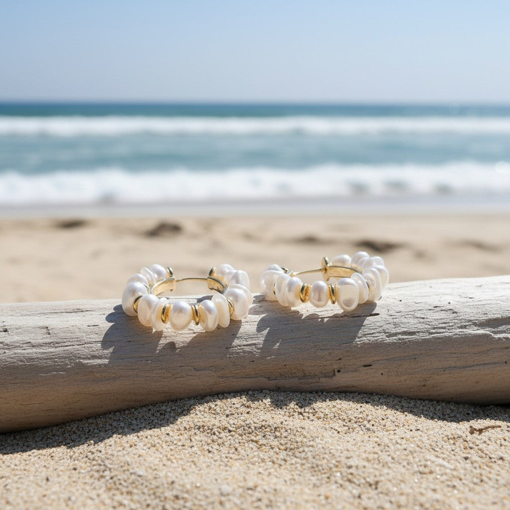 Baroque Pearl Wrapped Hoop Earrings
